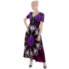 Kaleidoscope-round-circle-geometry Button Up Short Sleeve Maxi Dress by Bedest