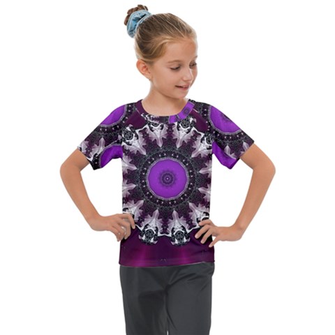 Kaleidoscope-round-circle-geometry Kids  Mesh Piece T-shirt by Bedest