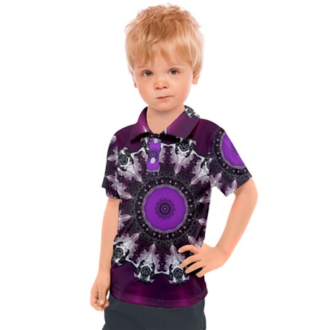 Kaleidoscope-round-circle-geometry Kids  Polo T-shirt by Bedest