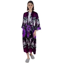 Kaleidoscope-round-circle-geometry Maxi Satin Kimono by Bedest