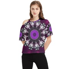 Kaleidoscope-round-circle-geometry One Shoulder Cut Out T-shirt by Bedest