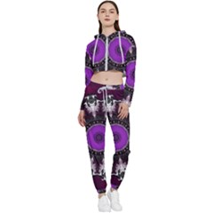 Kaleidoscope-round-circle-geometry Cropped Zip Up Lounge Set by Bedest