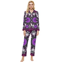 Kaleidoscope-round-circle-geometry Womens  Long Sleeve Velvet Pocket Pajamas Set by Bedest