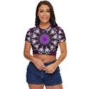 Kaleidoscope-round-circle-geometry Side Button Cropped T-Shirt View1