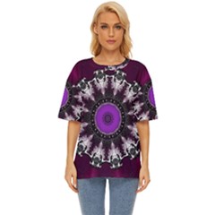 Kaleidoscope-round-circle-geometry Oversized Basic T-shirt by Bedest