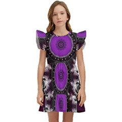 Kaleidoscope-round-circle-geometry Kids  Winged Sleeve Dress by Bedest