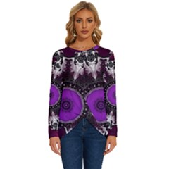 Kaleidoscope-round-circle-geometry Long Sleeve Crew Neck Pullover Top by Bedest