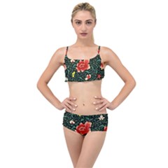 Background Vintage Japanese Design Layered Top Bikini Set by Bedest