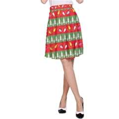 Christmas-papers-red-and-green A-line Skirt by Bedest