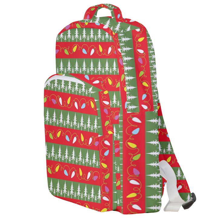 Christmas-papers-red-and-green Double Compartment Backpack