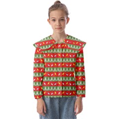 Christmas-papers-red-and-green Kids  Peter Pan Collar Blouse by Bedest