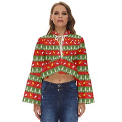 Christmas-papers-red-and-green Boho Long Bell Sleeve Top by Bedest