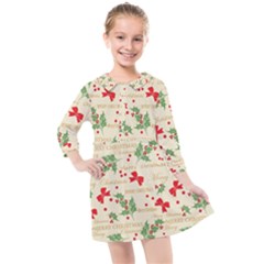 Christmas-paper-scrapbooking-- Kids  Quarter Sleeve Shirt Dress by Bedest