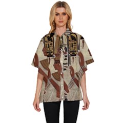 Hieroglyphics-goddess-queen Women s Batwing Button Up Shirt