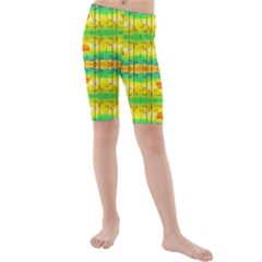 Birds-beach-sun-abstract-pattern Kids  Mid Length Swim Shorts by Bedest