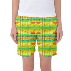 Birds-beach-sun-abstract-pattern Women s Basketball Shorts by Bedest