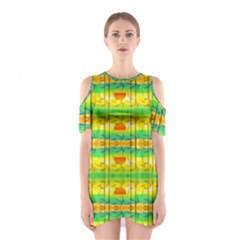 Birds-beach-sun-abstract-pattern Shoulder Cutout One Piece Dress by Bedest