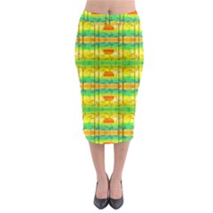 Birds-beach-sun-abstract-pattern Midi Pencil Skirt by Bedest