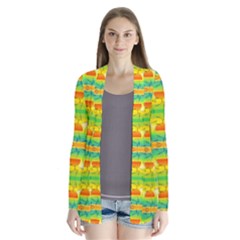 Birds-beach-sun-abstract-pattern Drape Collar Cardigan by Bedest