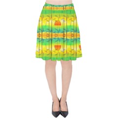 Birds-beach-sun-abstract-pattern Velvet High Waist Skirt by Bedest