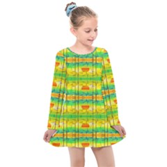 Birds-beach-sun-abstract-pattern Kids  Long Sleeve Dress by Bedest