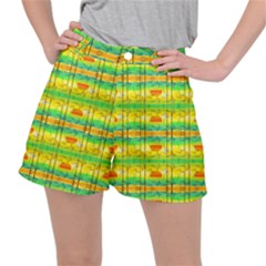 Birds-beach-sun-abstract-pattern Women s Ripstop Shorts by Bedest