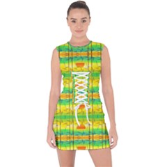 Birds-beach-sun-abstract-pattern Lace Up Front Bodycon Dress by Bedest