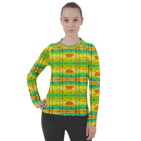 Birds-beach-sun-abstract-pattern Women s Pique Long Sleeve T-shirt by Bedest