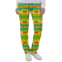 Birds-beach-sun-abstract-pattern Women s Casual Pants by Bedest