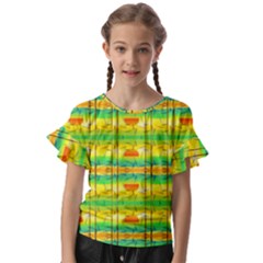 Birds-beach-sun-abstract-pattern Kids  Cut Out Flutter Sleeves by Bedest