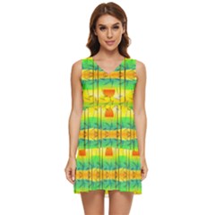 Birds-beach-sun-abstract-pattern Tiered Sleeveless Mini Dress by Bedest