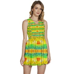 Birds-beach-sun-abstract-pattern Sleeveless High Waist Mini Dress by Bedest