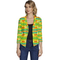 Birds-beach-sun-abstract-pattern Women s Casual 3/4 Sleeve Spring Jacket by Bedest