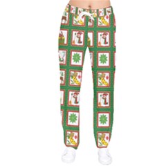 Christmas-paper-christmas-pattern Women Velvet Drawstring Pants