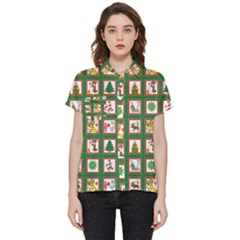 Christmas-paper-christmas-pattern Short Sleeve Pocket Shirt