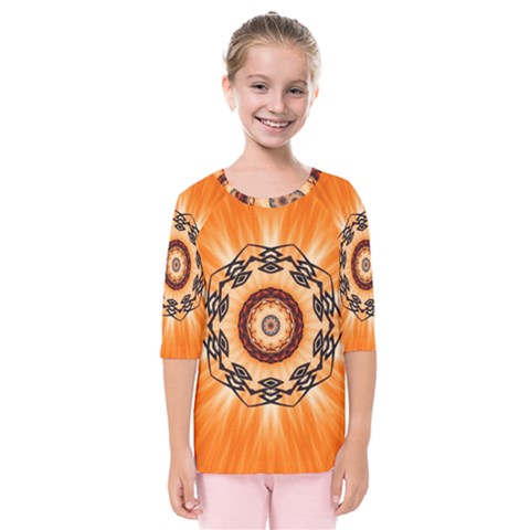 Abstract-kaleidoscope-colorful Kids  Quarter Sleeve Raglan T-shirt by Bedest