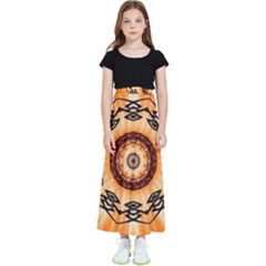 Abstract-kaleidoscope-colorful Kids  Flared Maxi Skirt by Bedest