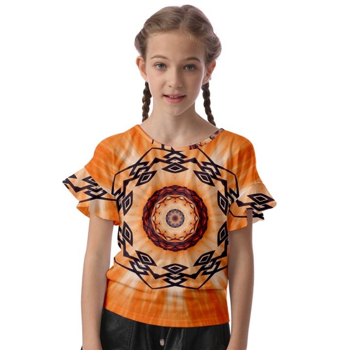 Abstract-kaleidoscope-colorful Kids  Cut Out Flutter Sleeves