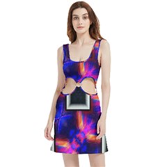 Box-abstract-frame-square Velour Cutout Dress by Bedest