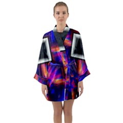 Box-abstract-frame-square Long Sleeve Satin Kimono by Bedest