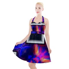 Box-abstract-frame-square Halter Party Swing Dress  by Bedest