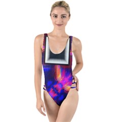 Box-abstract-frame-square High Leg Strappy Swimsuit