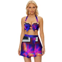 Box-abstract-frame-square Vintage Style Bikini Top And Skirt Set  by Bedest