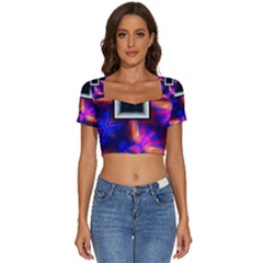 Box-abstract-frame-square Short Sleeve Square Neckline Crop Top  by Bedest