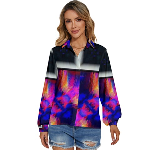 Box-abstract-frame-square Women s Long Sleeve Button Up Shirt by Bedest