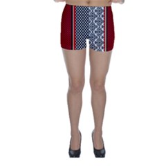 Background-damask-red-black Skinny Shorts by Bedest