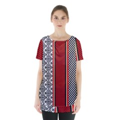 Background-damask-red-black Skirt Hem Sports Top