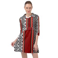 Background-damask-red-black Mini Skater Shirt Dress by Bedest