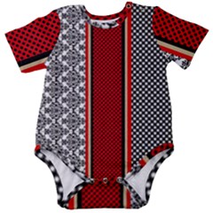 Background-damask-red-black Baby Short Sleeve Bodysuit by Bedest