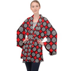 Darts-dart-board-board-target-game Long Sleeve Velvet Kimono  by Bedest